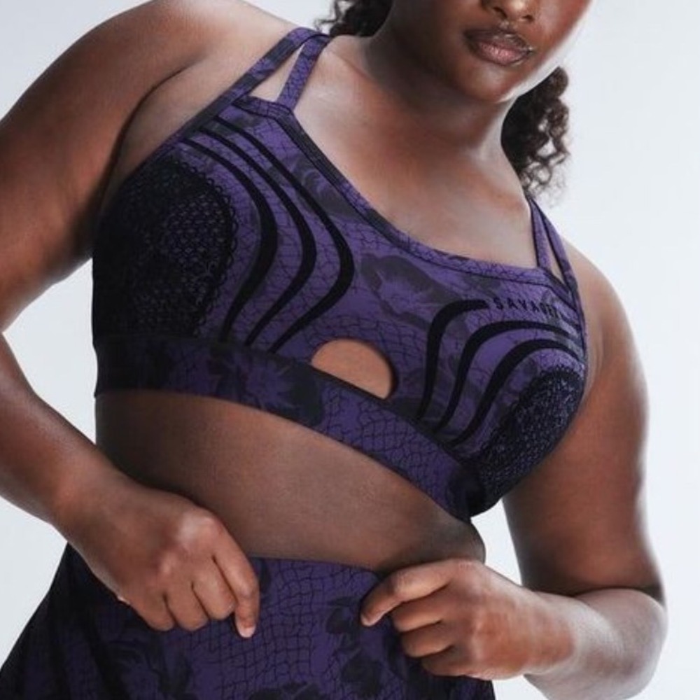 Savage X‎ Fenty FX Low Impact Purple Floral Print Sports Bra Large New With Tags